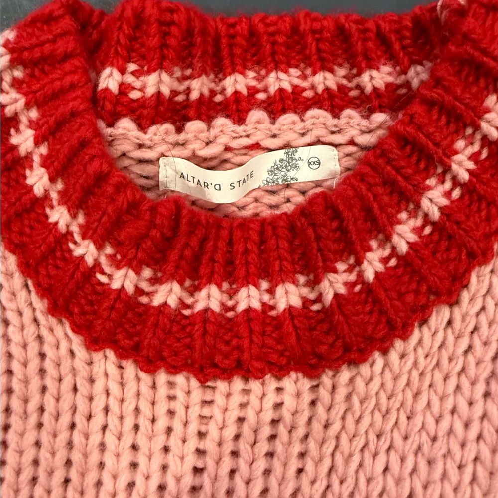 Altar'd State Red and Pink Sweater